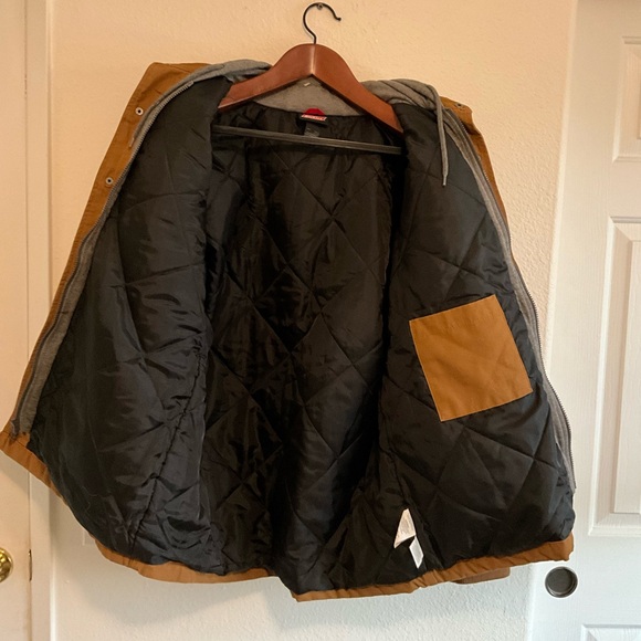 Dickies Lined Hooded Zip Snap Jacket - Tan / Gray - Men’s L - Picture 6 of 8